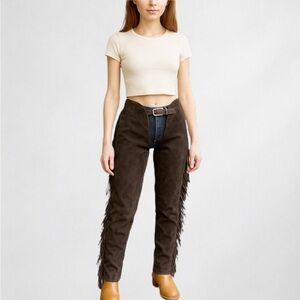Barnstable Riding Suede Leather Chaps 10 Brown Vintage